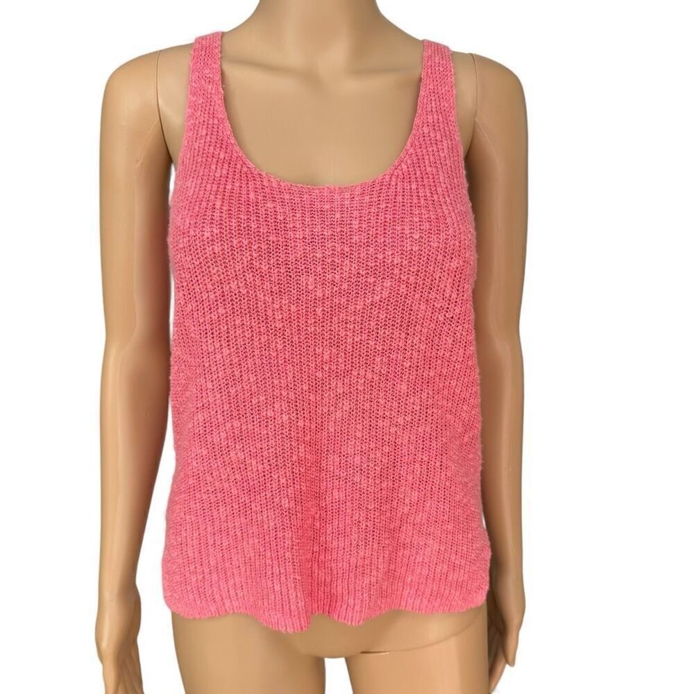 Gap Apple Blossom Linen blend V-Neck Rib-Knit Sleeveless Sweater Tank Top Sz XS